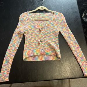 Rainbow Cherry Button Women’s Sweater